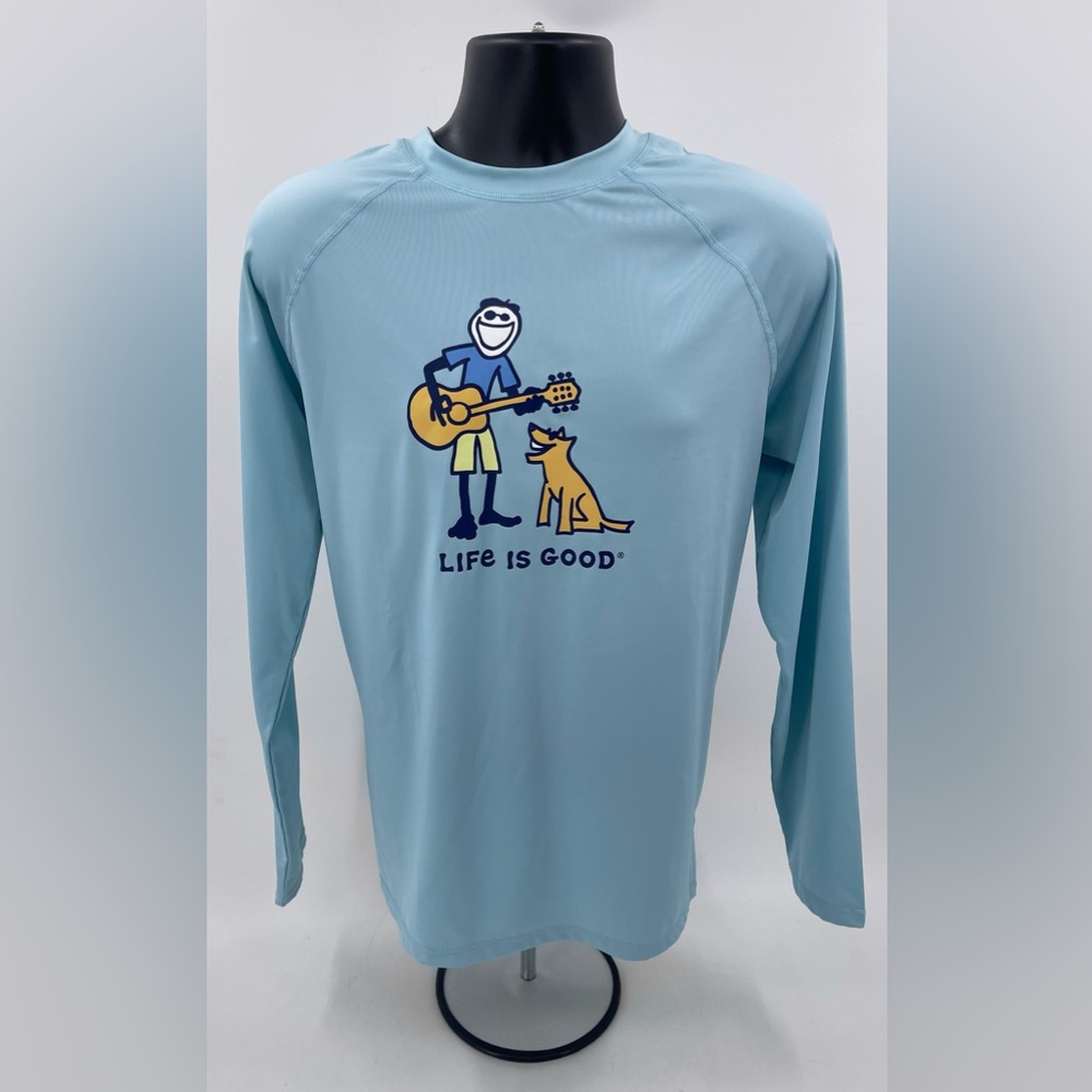 Life Is Good "Homemade Jam" Jake Dog‎ Guitar Performance T-Shirt L/S Aqua Medium